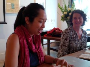 Ava and the FootLit Book Club moderator Heather photo credit @SusannaKChau